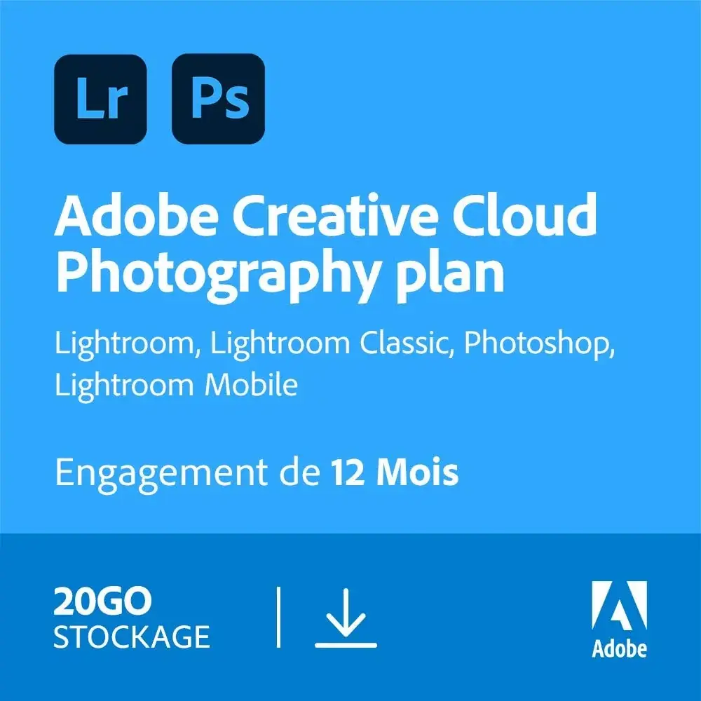 Adobe Creative Cloud Photoshop + Lightroom à 78€ (-66€), Creative Cloud complet à 388€ (-329€)