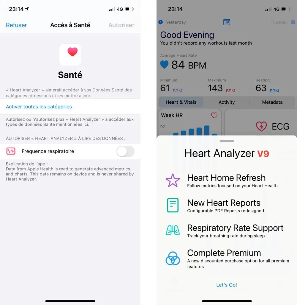 Heart Analyser version 9 : nouveaux résumés /analyses, page d'accueil repensée