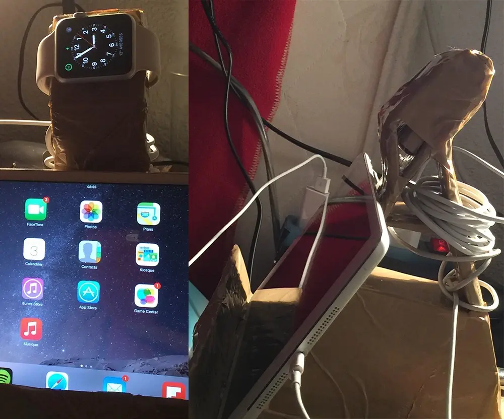 Apple Watch : en l'absence de support, bricolez le votre ! (et envoyez-nous vos photos)