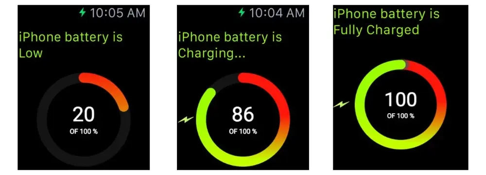 Deux apps pour afficher l'état de la batterie de son iPhone sur l'Apple Watch