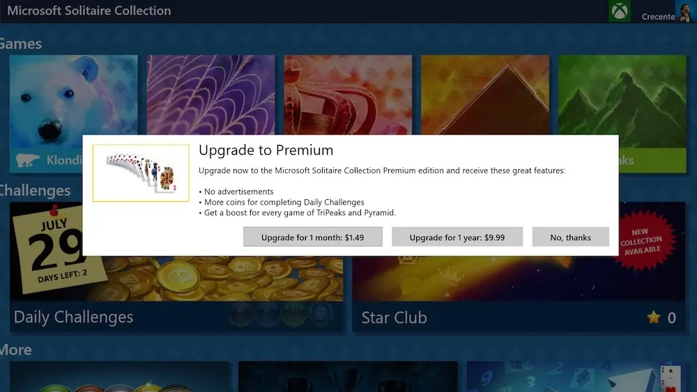 #Trollday : quand Windows 10 demande 10$ par an pour jouer au Solitaire sans pub