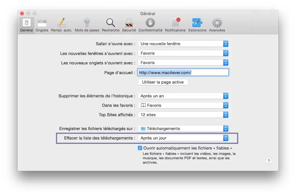 Astuce : effacer automatiquement les téléchargements terminés dans Safari