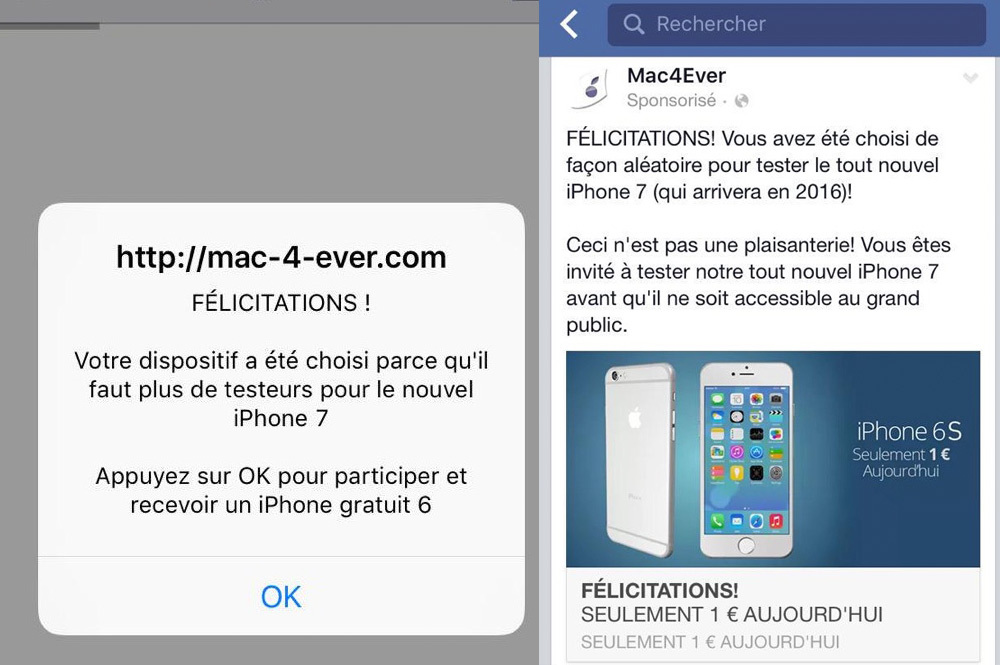 Attention, une arnaque sévit sur Facebook en utilisant la marque "Mac4Ever"