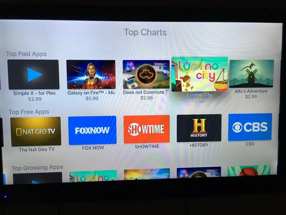 Les classements d'apps s'affichent (timidement) sur l'Apple TV