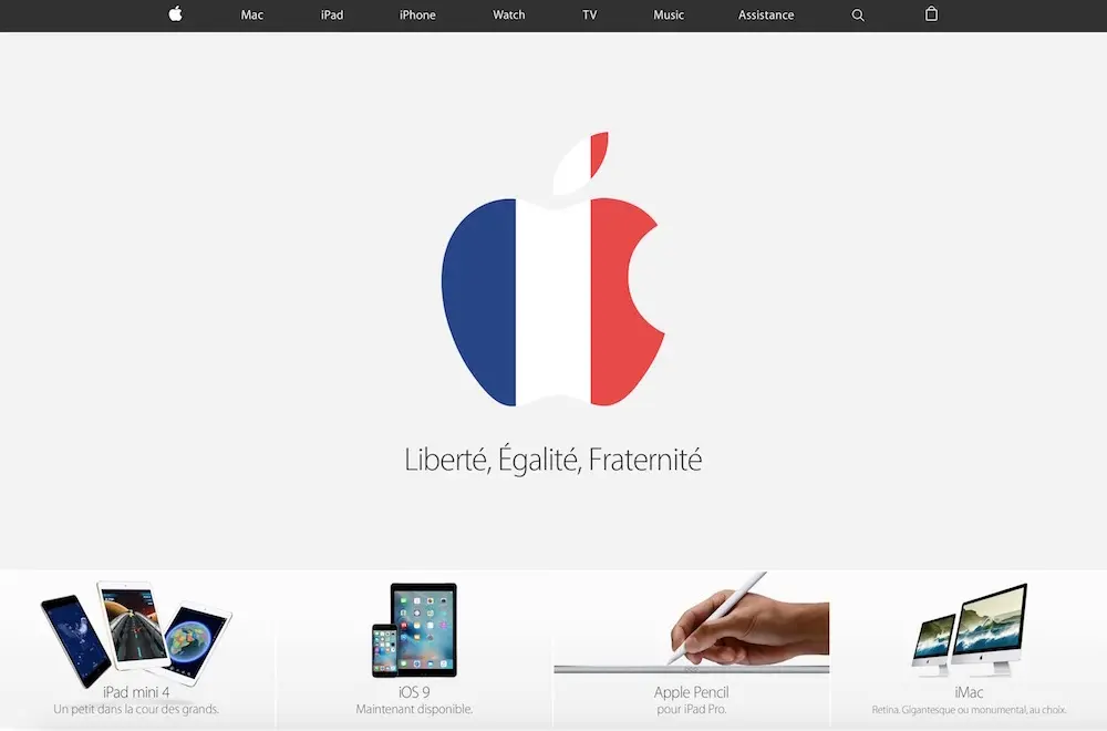 Apple.fr : une Pomme tricolore pour soutenir la France