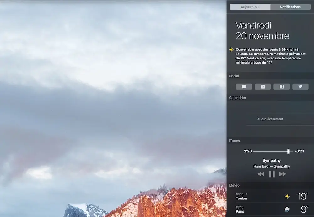 Astuce : jeter un coup d'oeil rapide au centre de notifications d'El Capitan