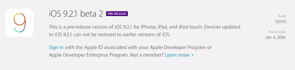 iOS 9.2.1 beta 2 disponible au téléchargement