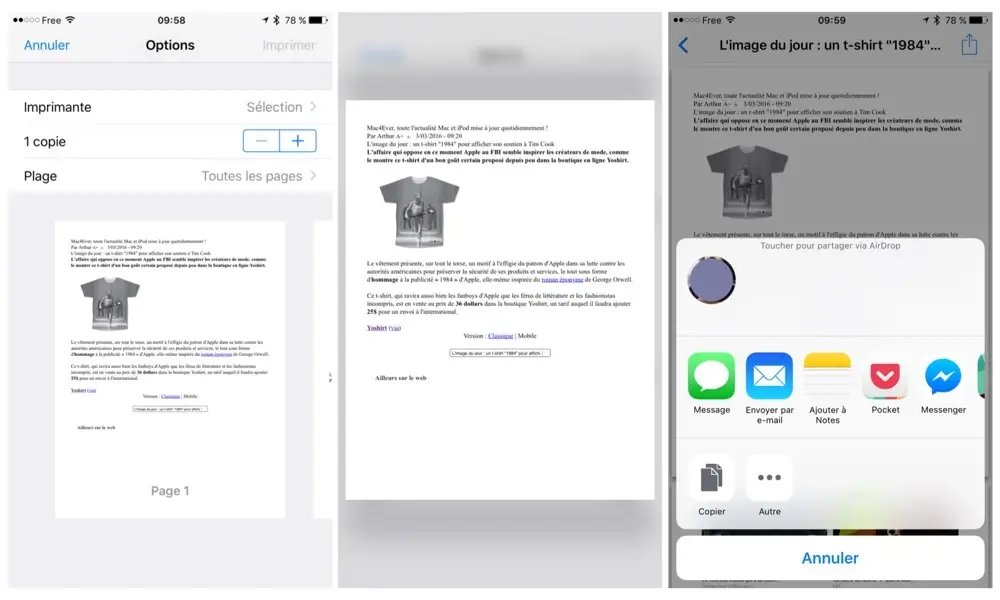 Astuce iPhone : utiliser 3D Touch pour exporter un PDF sans passer par iBooks