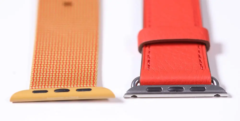 Apple Watch : des photos des bracelets boucle classique rouge et Nylon tissé Or/Rouge