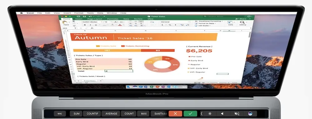 Office sur Mac : aperçu des nouveaux raccourcis de la Touch Bar