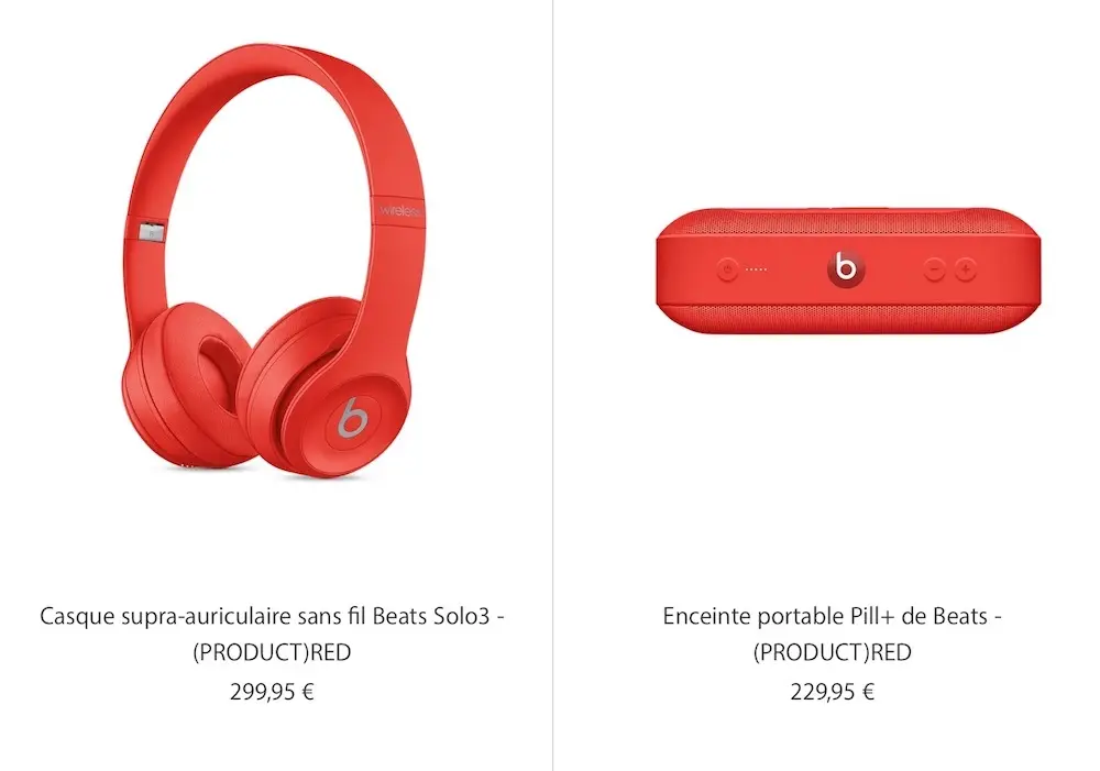 Les déclinaisons (RED) du casque Beats Solo3 et de l'enceinte Pill+ sont disponibles