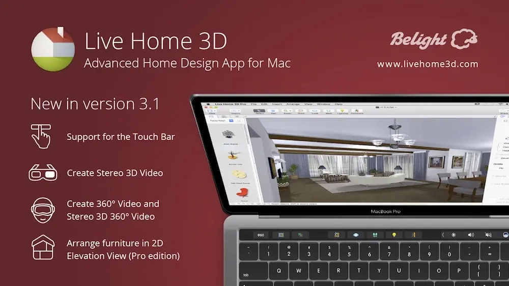 Live Home 3D profite de la Touch Bar et crée des vidéos 360°