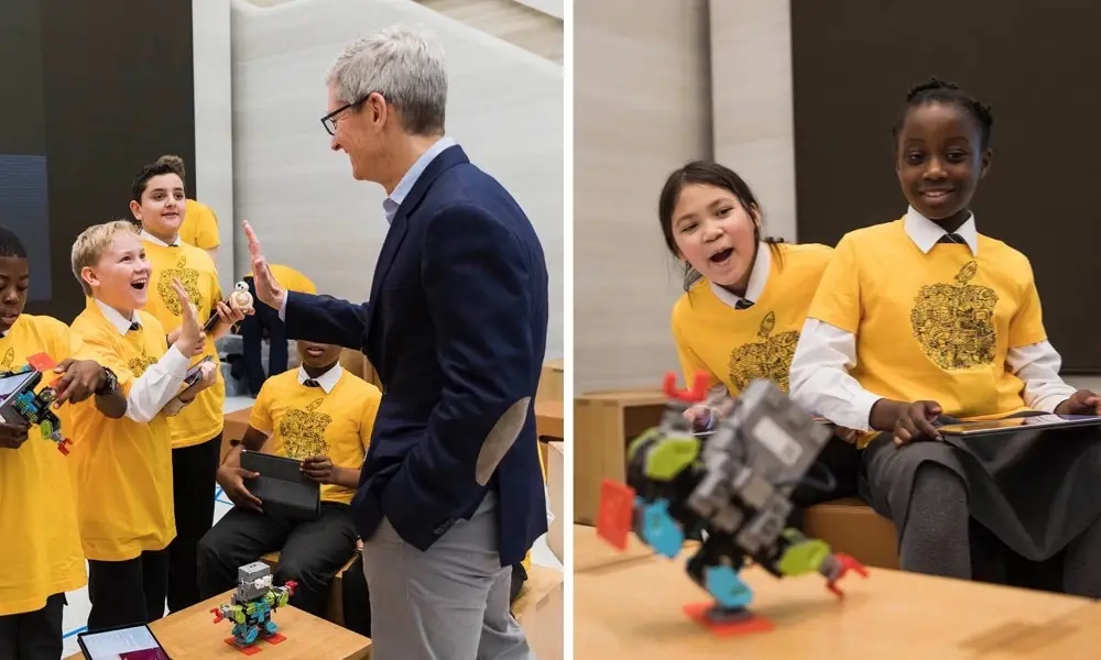 L'image du jour : Tim Cook danse avec les robots à l'Apple Store Regent Street