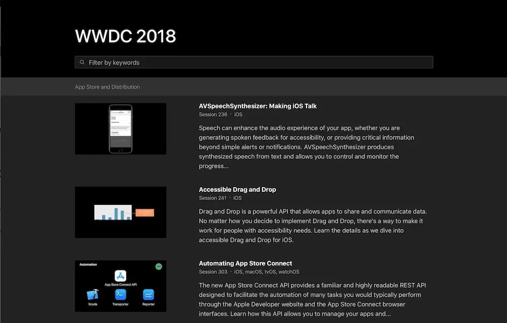 Apple facilite la recherche d'infos dans les vidéos de la WWDC 2018