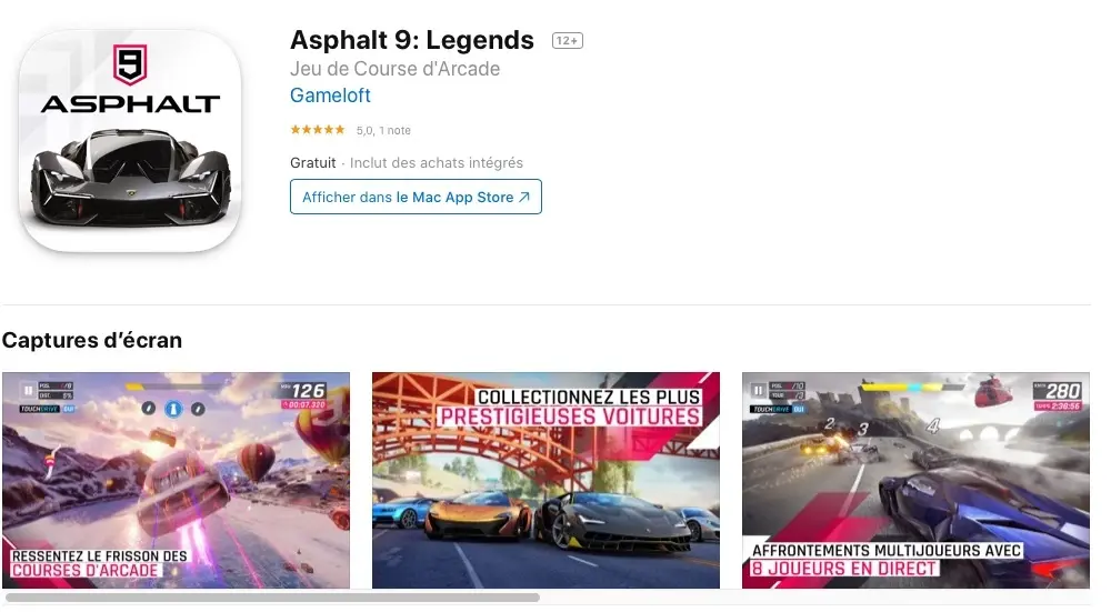 Gameloft fait enfin déraper Asphalt 9 : Legends sur Mac, via Catalyst