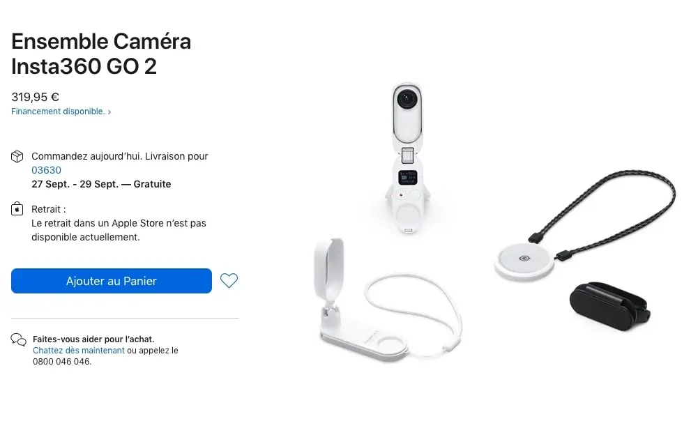 La caméra Insta360 GO 2 est disponible sur l'Apple Store à 319€