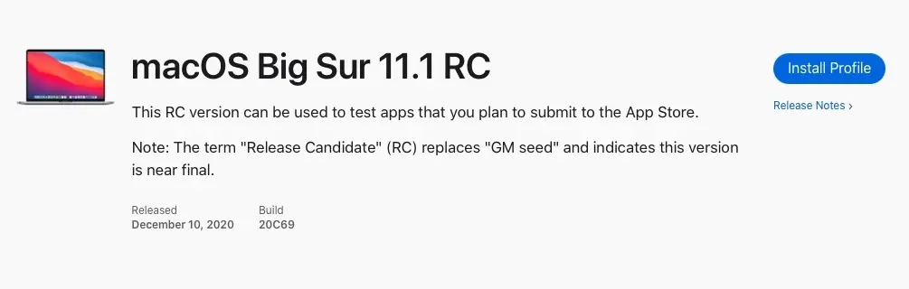 Une Release Candidate 2 pour iOS et iPadOS 14.3 et une RC pour macOS Big Sur 11.1