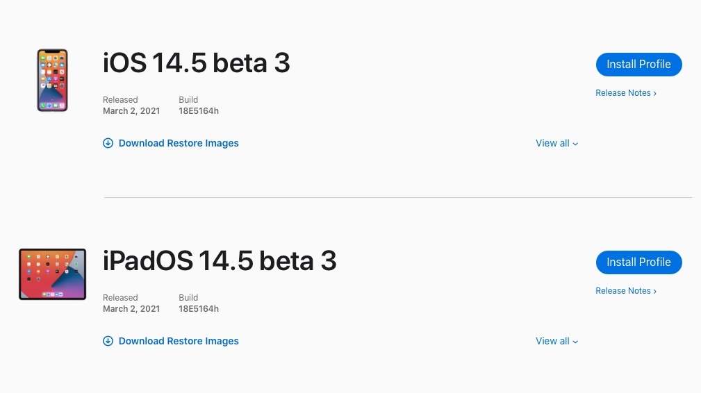 Apple déploie iOS/iPadOS 14.5 bêta 3 pour les développeurs