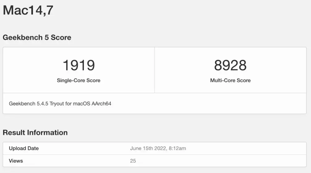 Apple M2  : un premier benchmark sous Geekbench valide les dires d'Apple