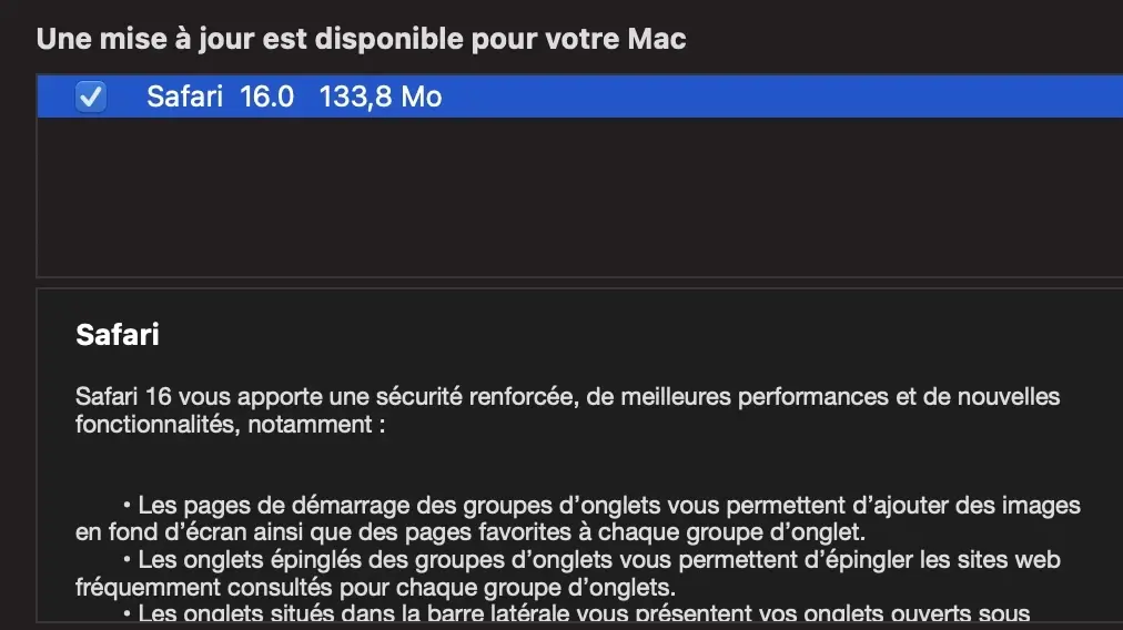 Safari 16 disponible pour tous (avec les groupes d’onglets)