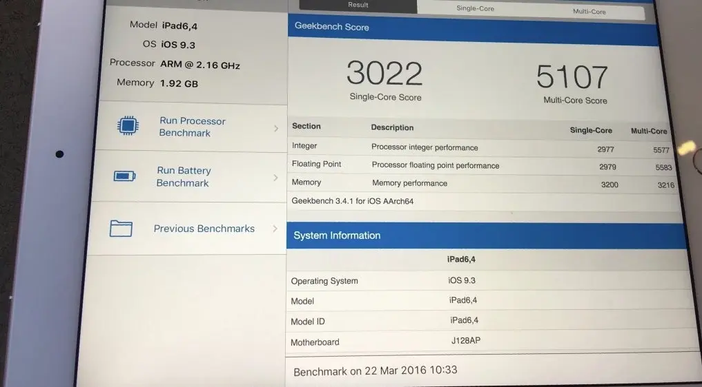 iPad Pro 9,7" : un CPU plus lent que l'iPad Pro 12,9" et seulement 2Go de RAM