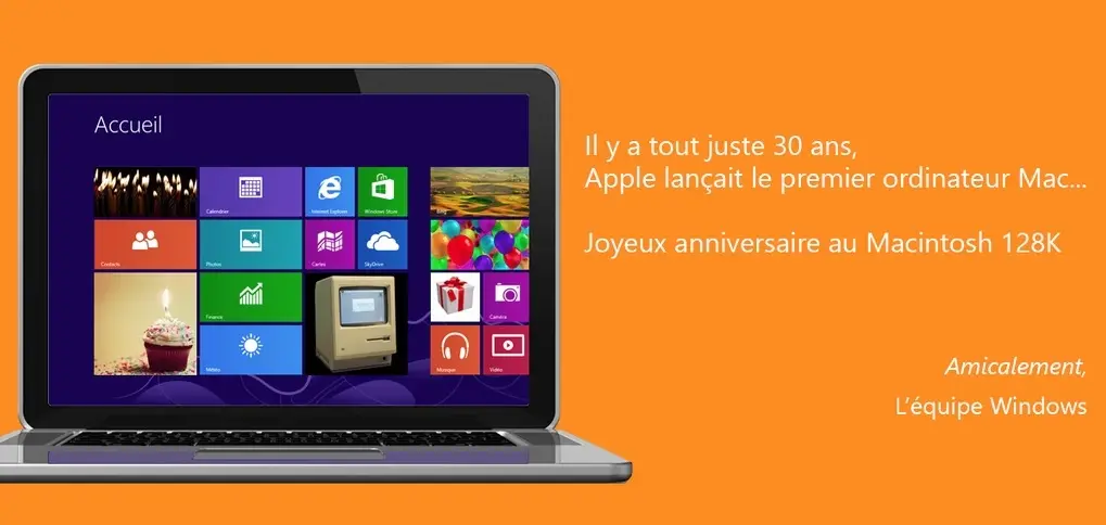 Windows aussi souhaite bon anniversaire au Mac