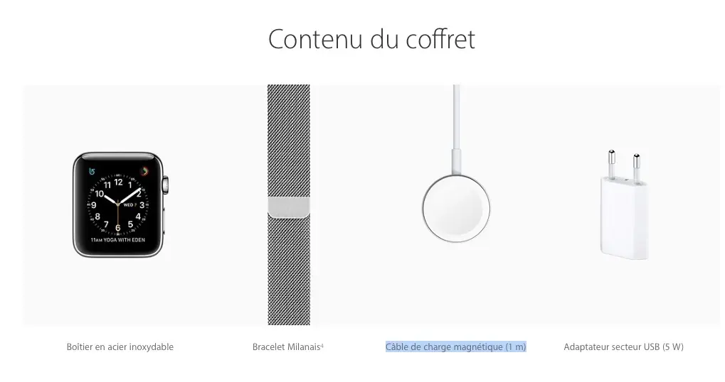 Apple Watch : le câble du chargeur ne fait plus qu'un mètre !