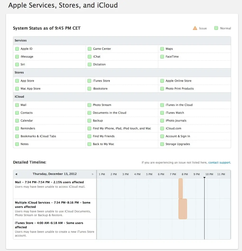 Les services en ligne d'Apple désormais tous dans la page Statut de la Pomme