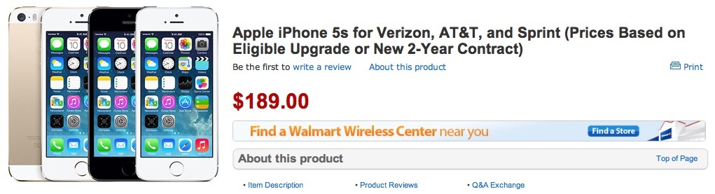 Walmart fait des ristournes sur les iPhone 5C/5S