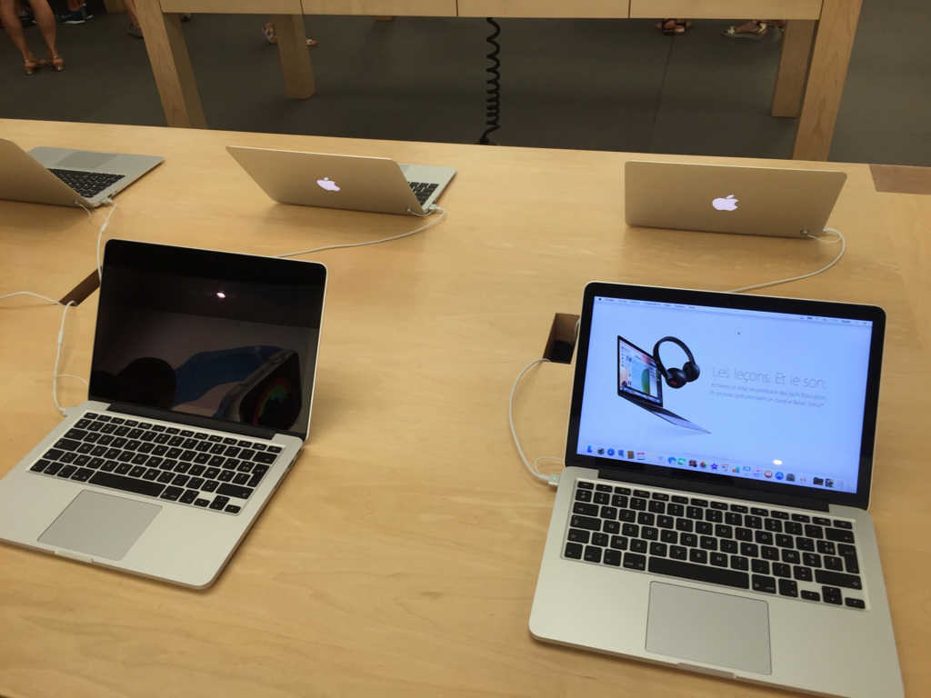 Quelques photos des nouvelles fiches produit en Apple Store (de Nice)