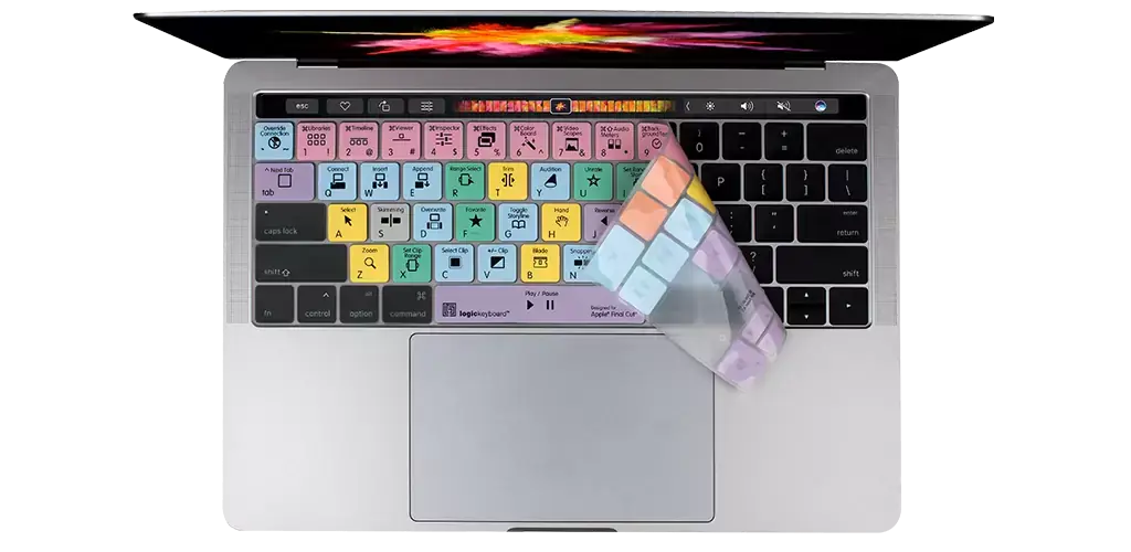 Des "skins" pour le clavier des MacBook Pro Touch Bar et Final Cut Pro chez Logicskin