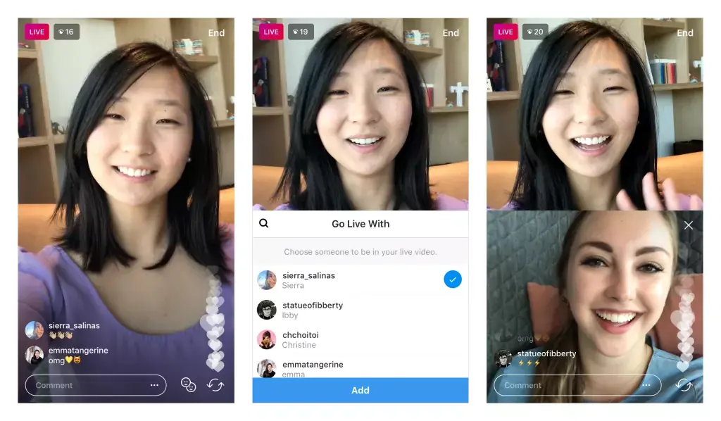 Bientôt des vidéos en direct à plusieurs sur Instagram