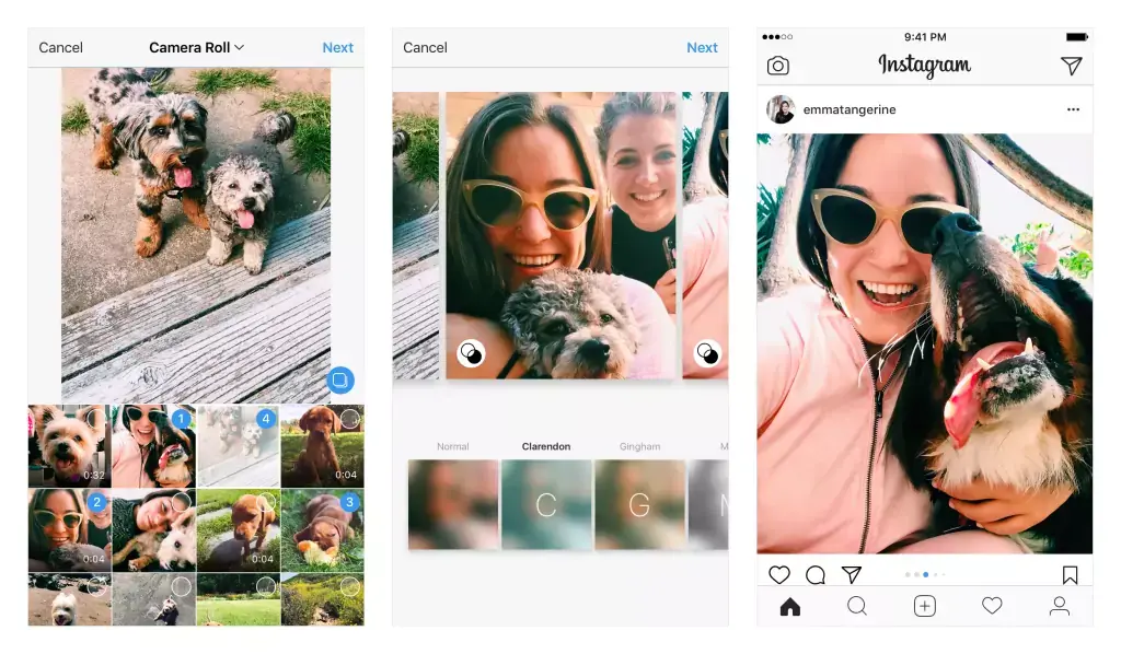 Instagram : les multiposts s'ouvrent aux formats portrait et paysage