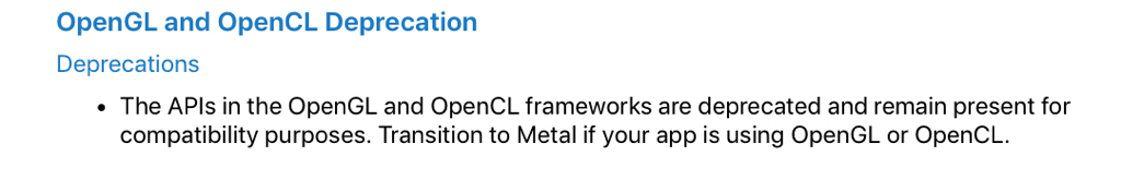 OpenGL et OpenCL officiellement en fin de vie (place à Metal)