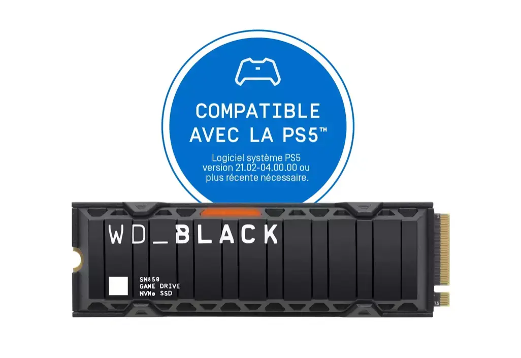 Le SSD 1 To WD black SN850 + dissipateur compatible PlayStation 5 à 159€ (-32€)