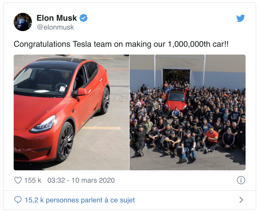 VE : un million de Tesla produites !