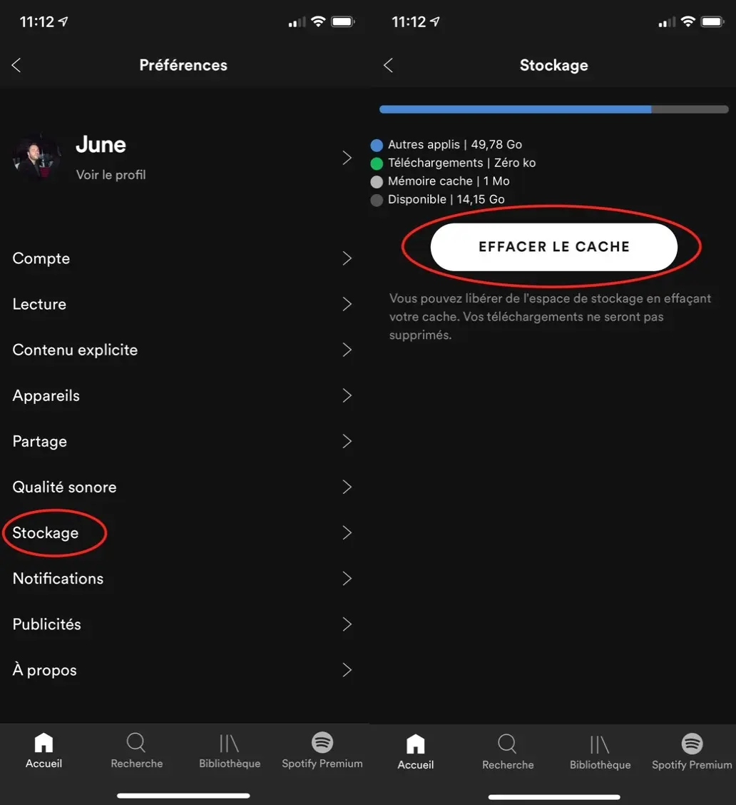 Astuce : effacer le cache de Spotify sur iOS (en conservant les téléchargements)