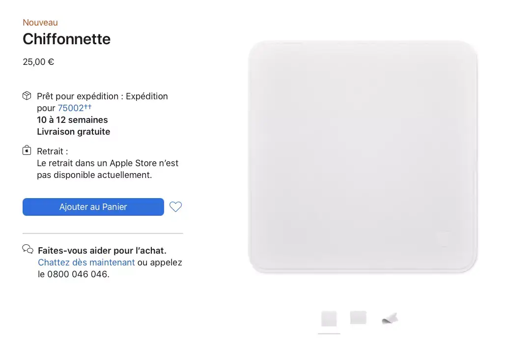 Il est désormais trop tard pour avoir une chiffonnette made in Cupertino pour Noël !