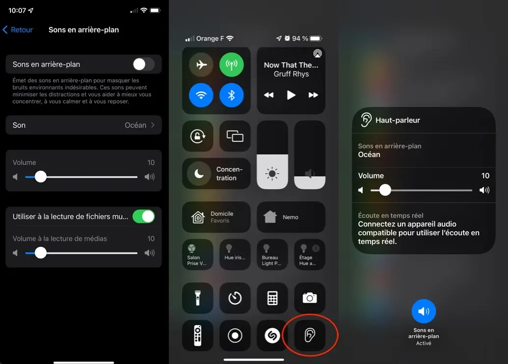 iOS 15 permet de diffuser des sons en arrière-plan afin de se concentrer/relaxer