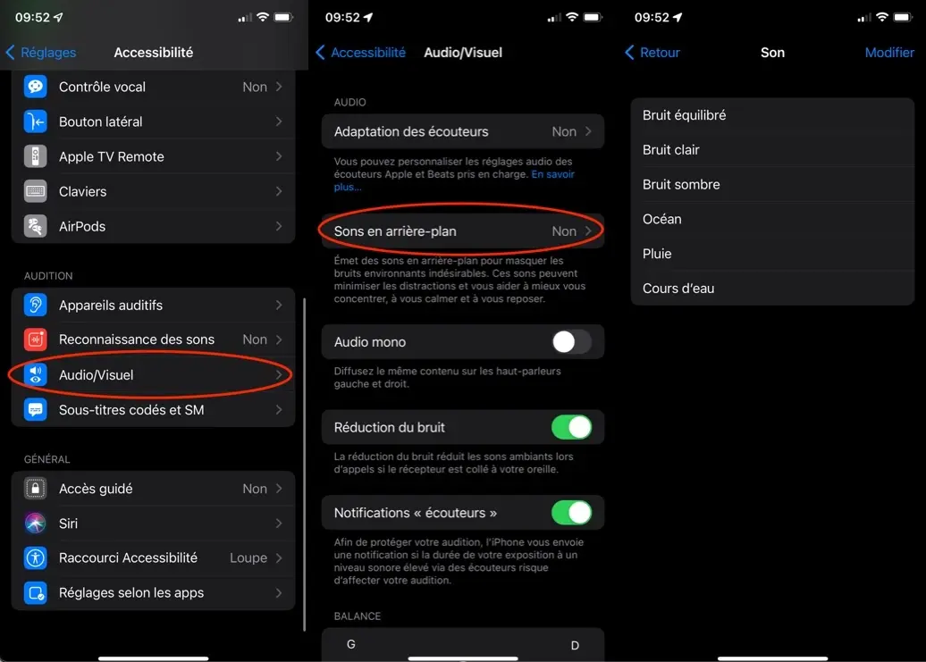 iOS 15 permet de diffuser des sons en arrière-plan afin de se concentrer/relaxer