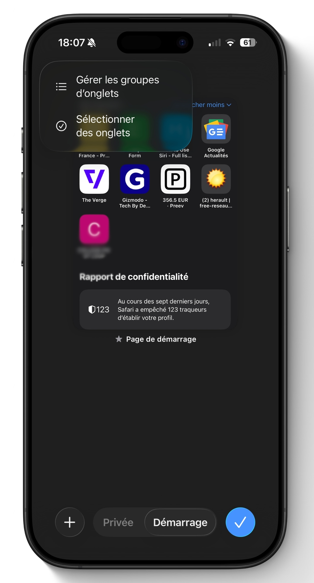 Safari gère les groupes d'onglets, que ce soit sur iOS ou macOS.