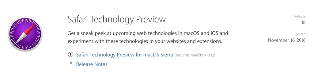 Safari Technology Preview 18 est disponible