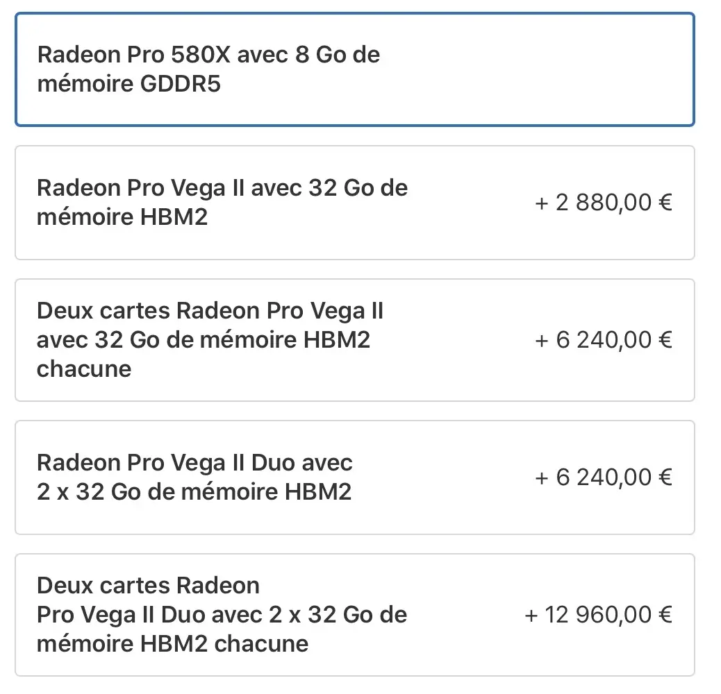 Mac Pro / eGPU : l'offre compliquée des GPU AMD