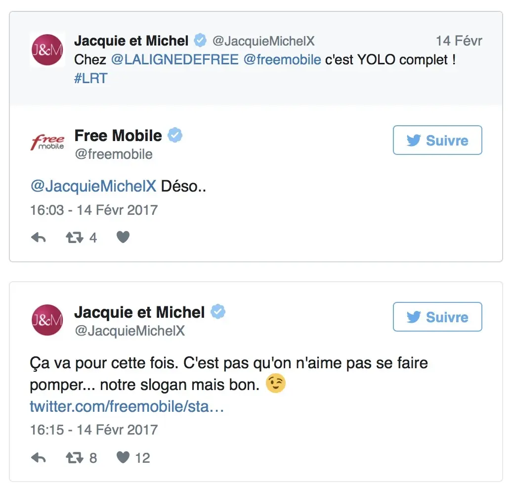 L'image du jour : quand Free "pique" le slogan de "Jacquie et Michel"