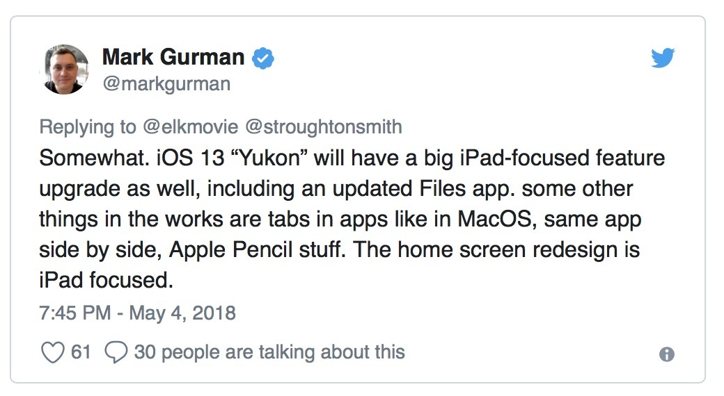 Il faudra attendre iOS 13 "Yukon" pour avoir de vraies nouveautés sur iPad