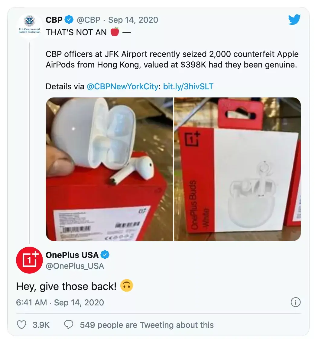 Les douaniers US confondent de vrais écouteurs OnePlus avec de faux AirPods (oups..)