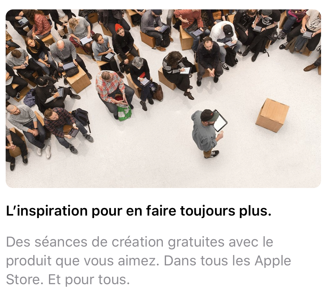 L’Apple Store met à jour son app (« Today at Apple », retour produits, livraison, facture)