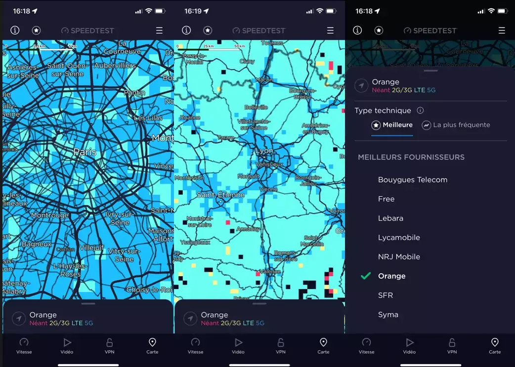 L'App Speedtest dresse une carte de la couverture du réseau mobile par opérateur