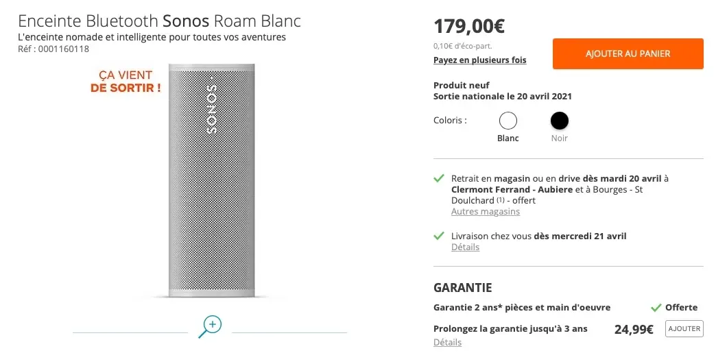 Roam : l'enceinte nomade de Sonos est disponible en précommande chez les revendeurs