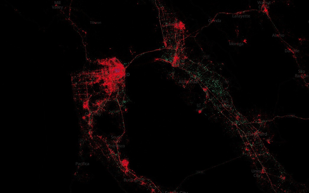 La carte des tweets montre qui domine d'iOS ou d'Android selon les pays